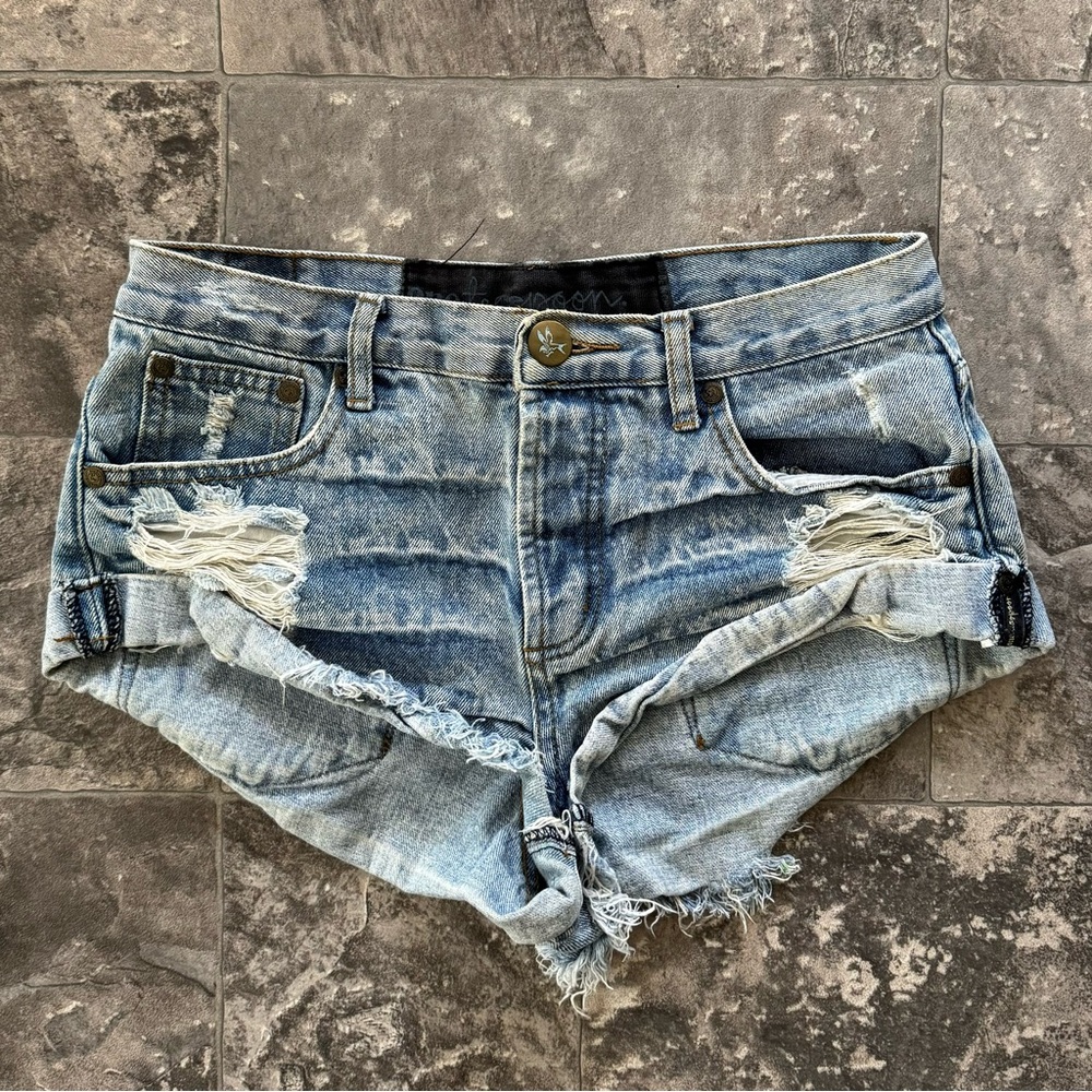 One Teaspoon Bandits Denim Shorts Size 25